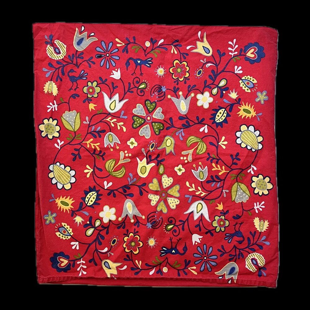 IKEA Ellen Blomma Pillow Cover 25x25 Red Floral Folk Art Birds (Qty 4 Avail)